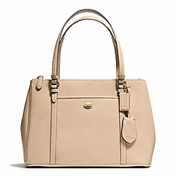 COACH PEYTON LEATHER JORDAN DOUBLE ZIP CARRYALL - BRASS/SAND - F25669