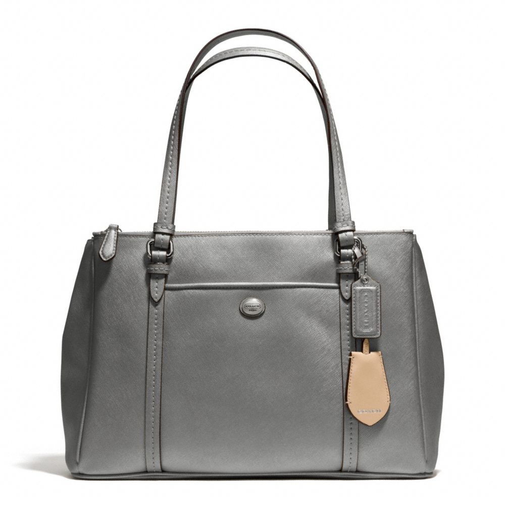 COACH PEYTON LEATHER JORDAN DOUBLE ZIP CARRYALL - SILVER/PEWTER - F25669