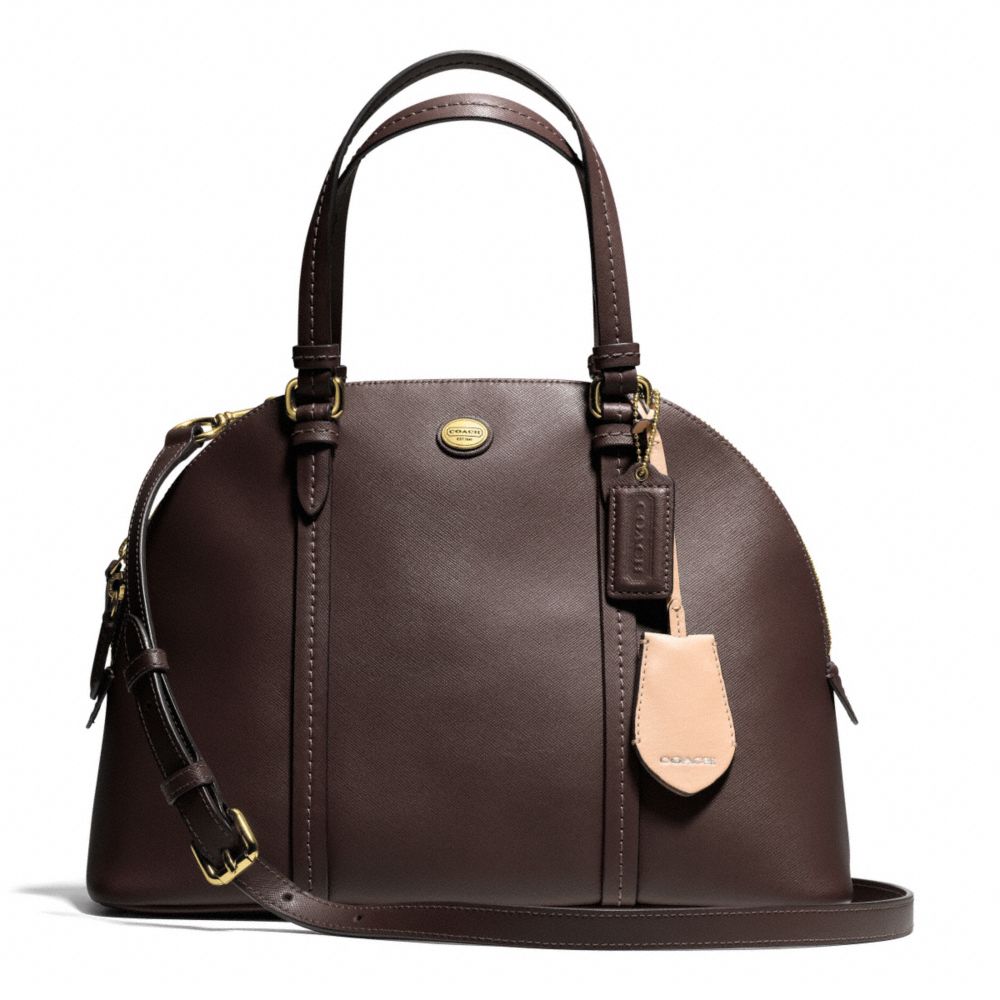 PEYTON LEATHER CORA DOMED SATCHEL - COACH f25671 - BRASS/MAHOGANY