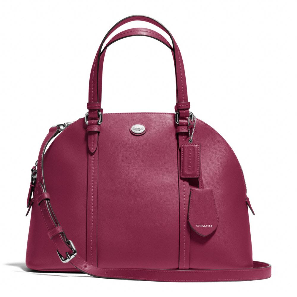 PEYTON LEATHER CORA DOMED SATCHEL - COACH f25671 - SILVER/MERLOT