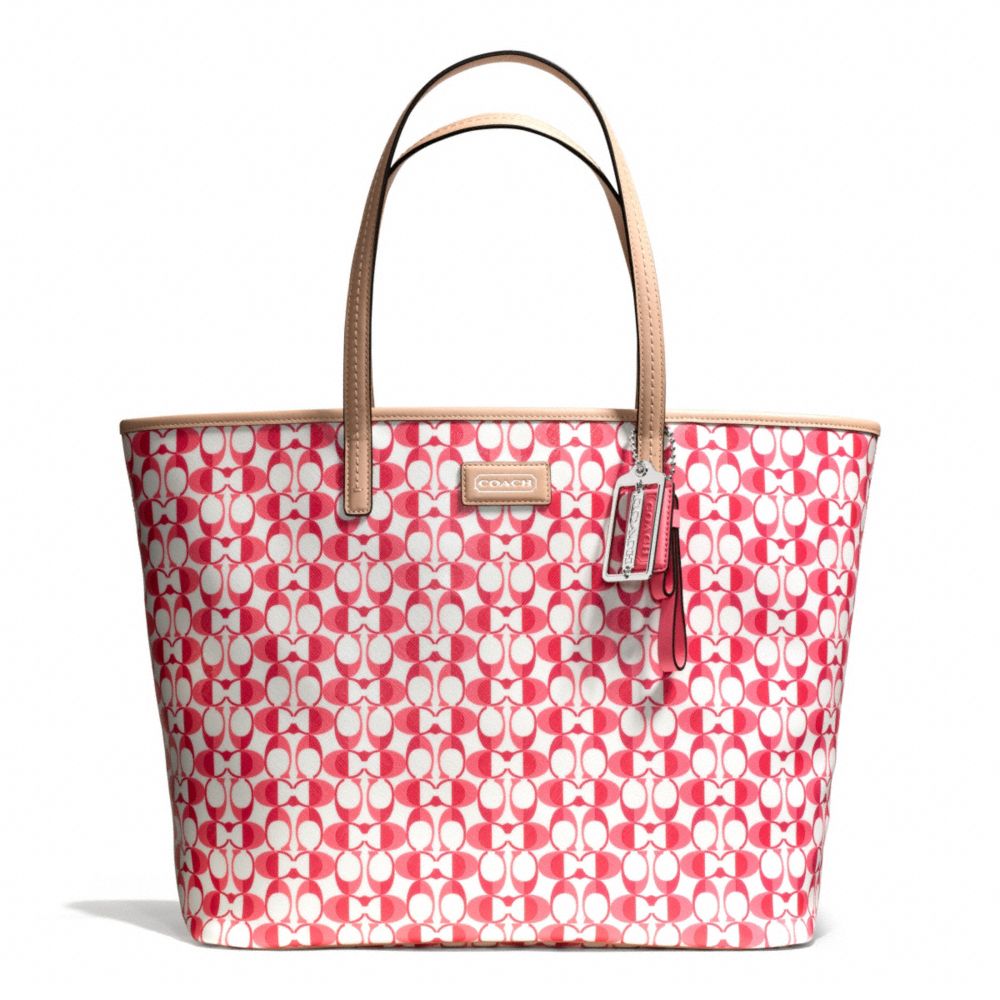 COACH PARK METRO TOTE IN DREAM C COATED CANVAS - SILVER/WHITE POMEGRANATE/TAN - F25673