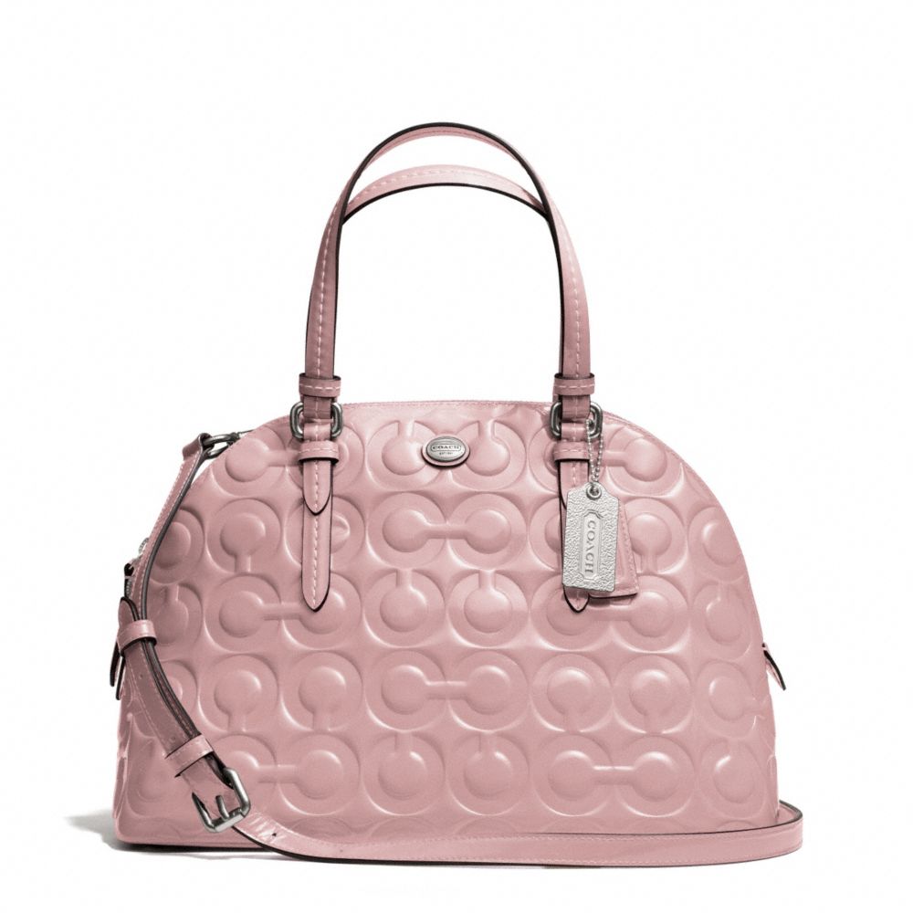 PEYTON OP ART EMBOSSED PATENT CORA DOMED SATCHEL - COACH f25705 - SILVER/PINK TULLE