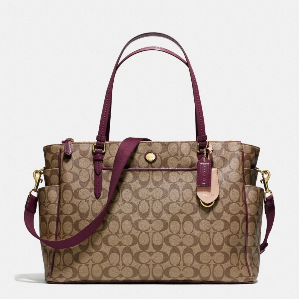 COACH PEYTON SIGNATURE MULTIFUNCTION TOTE - IM/KHAKI/SHERRY - F25741