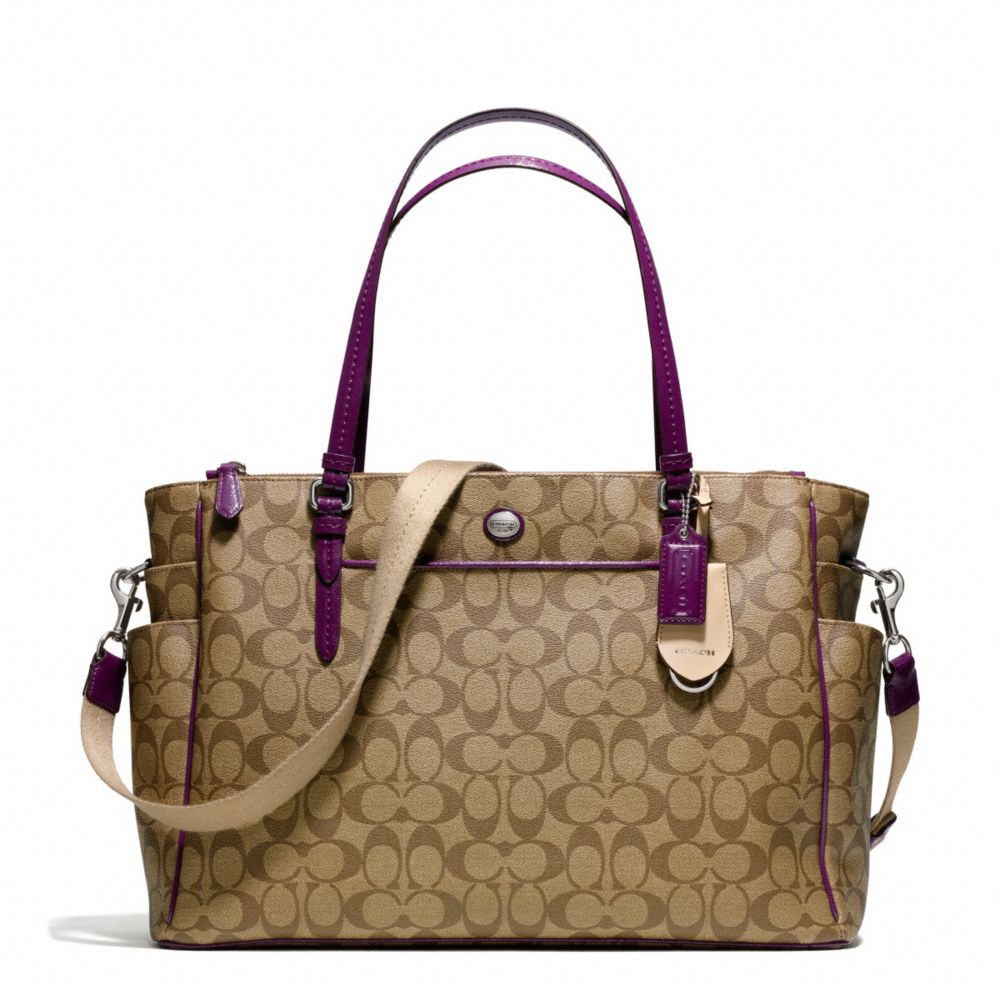 PEYTON SIGNATURE MULTIFUNCTION TOTE - COACH f25741 - SILVER/KHAKI/PLUM