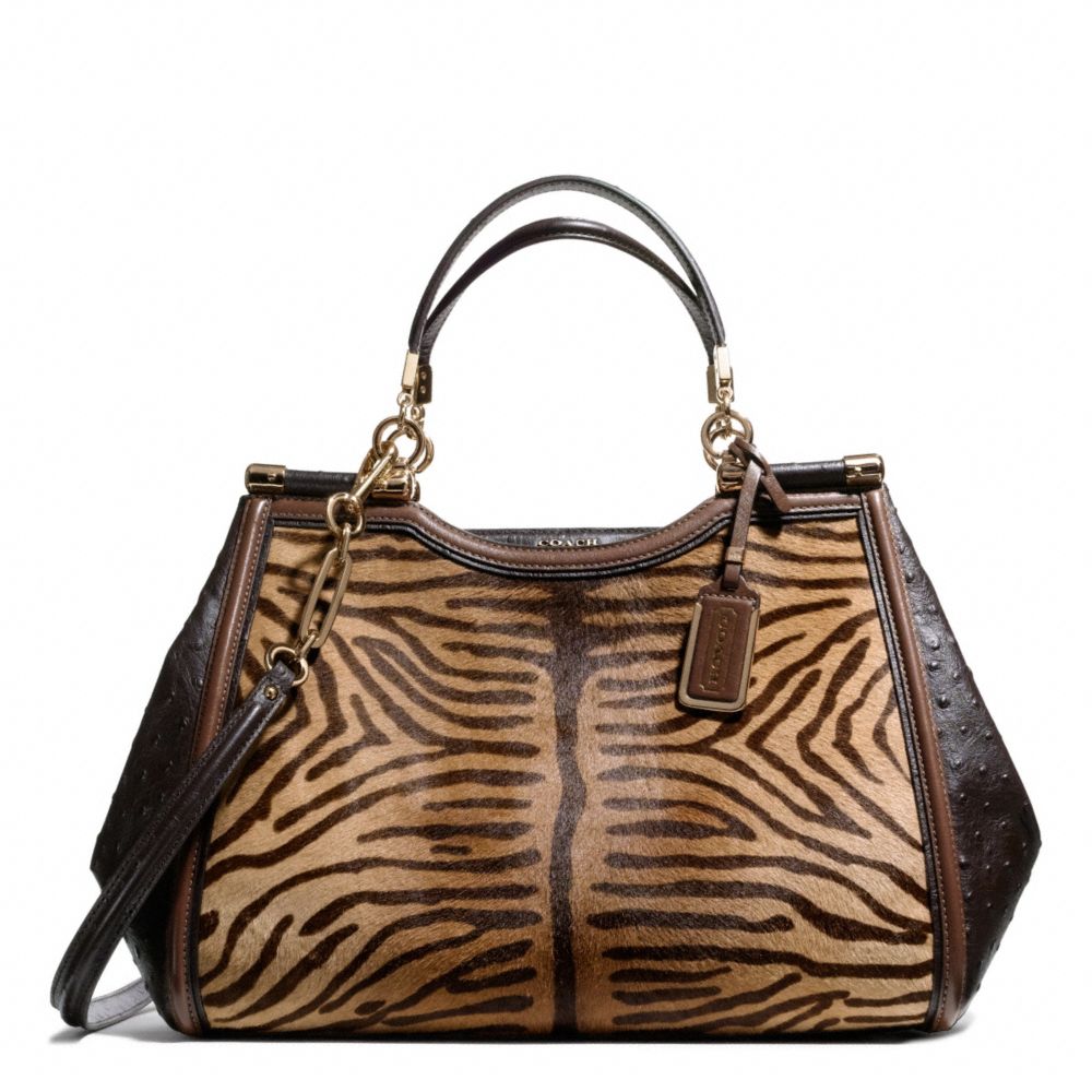 MADISON PRINTED TIGER HAIRCALF CAROLINE SATCHEL - COACH f25816 - 31826