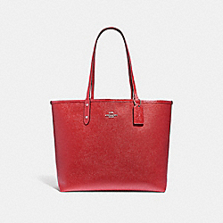 COACH REVERSIBLE CITY TOTE IN SIGNATURE AND METALLIC CANVAS - brown/metallic hot pink/silver - F25849