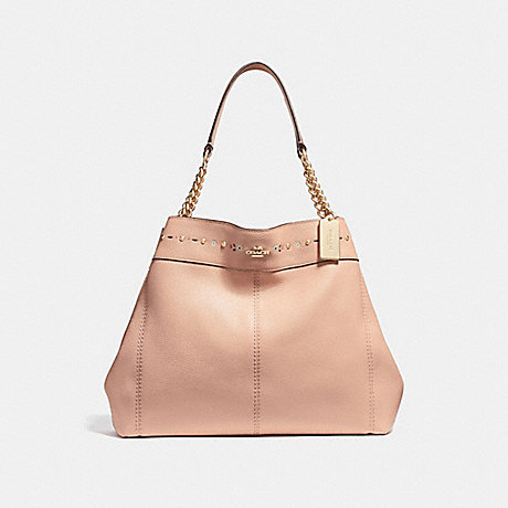 COACH LEXY CHAIN SHOULDER BAG WITH FLORAL TOOLING - NUDE PINK/LIGHT GOLD - f25894