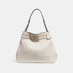 COACH LEXY CHAIN SHOULDER BAG WITH FLORAL TOOLING - SILVER/CHALK - F25894