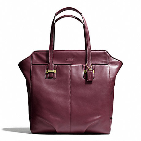 COACH TAYLOR LEATHER NORTH/SOUTH TOTE - BRASS/BORDEAUX - f25941