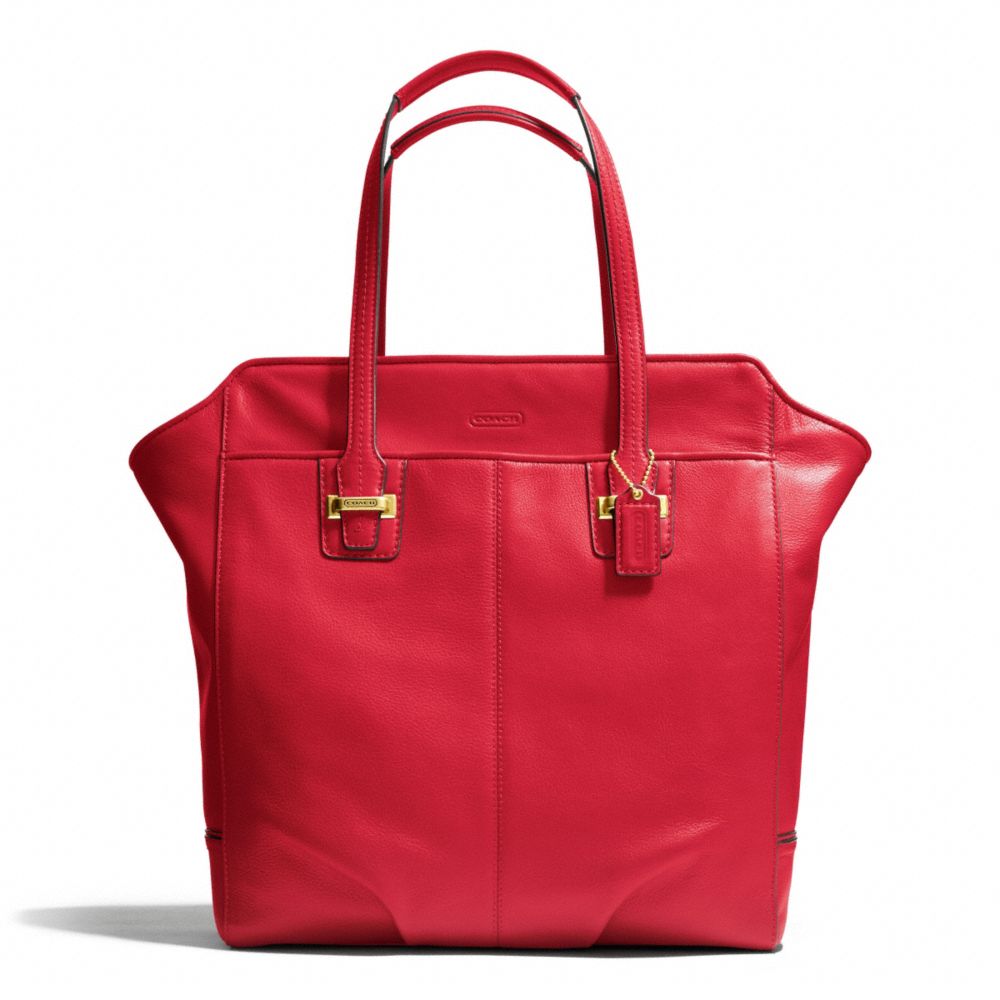 TAYLOR LEATHER NORTH/SOUTH TOTE - COACH F25941 - BRASS/CORAL RED