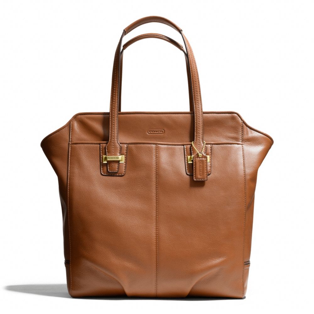 TAYLOR LEATHER NORTH/SOUTH TOTE - COACH f25941 - BRASS/SADDLE