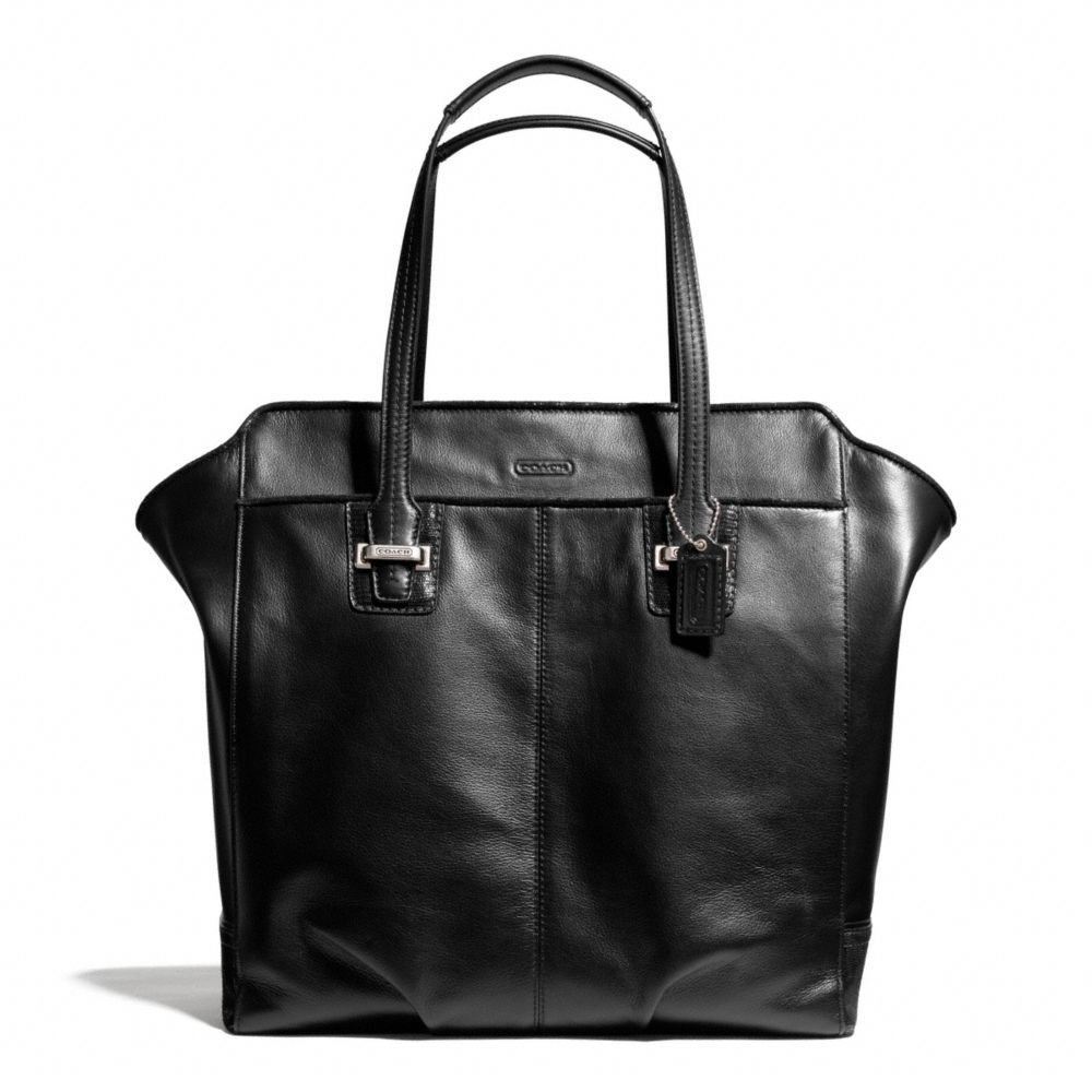 TAYLOR LEATHER NORTH/SOUTH TOTE - COACH f25941 - SILVER/BLACK