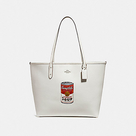 COACH CITY TOTE WITH CAMPBELL'SÂ® MOTIF - SILVER/CHALK - f25948