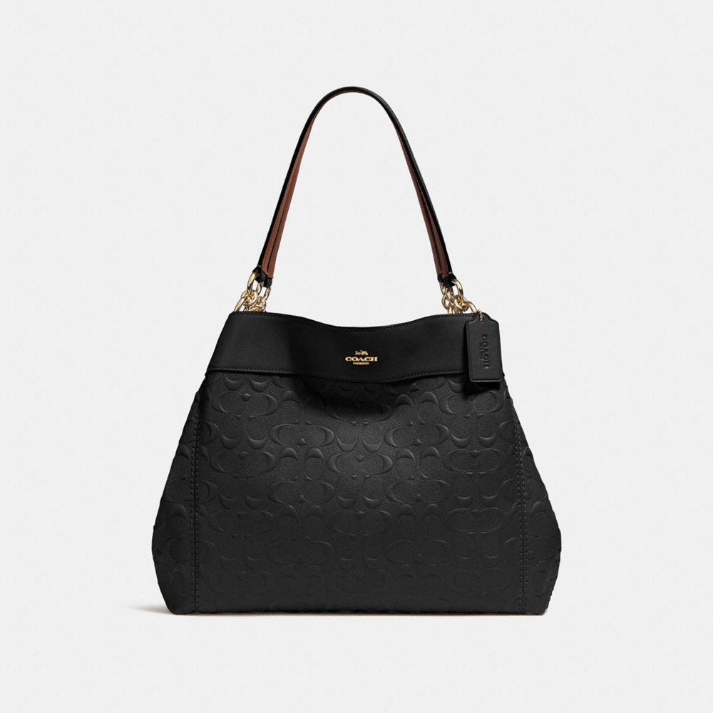 COACH LEXY SHOULDER BAG IN SIGNATURE LEATHER - BLACK/LIGHT GOLD - F25954