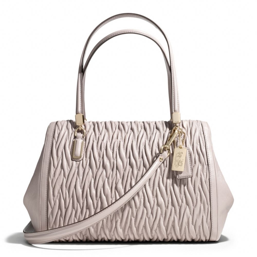 MADISON GATHERED TWIST MADELINE EAST/WEST SATCHEL - COACH f25981 - LIGHT GOLD/GREY BIRCH