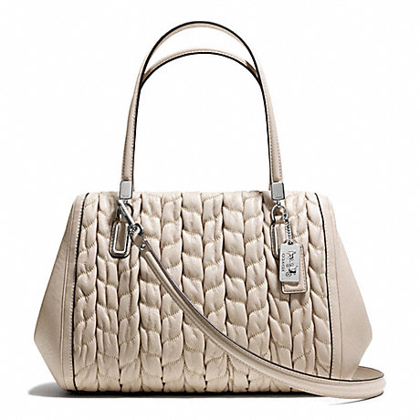 COACH MADISON GATHERED CHEVRON LEATHER MADELINE EAST/WEST SATCHEL - SILVER/PUTTY - f25985