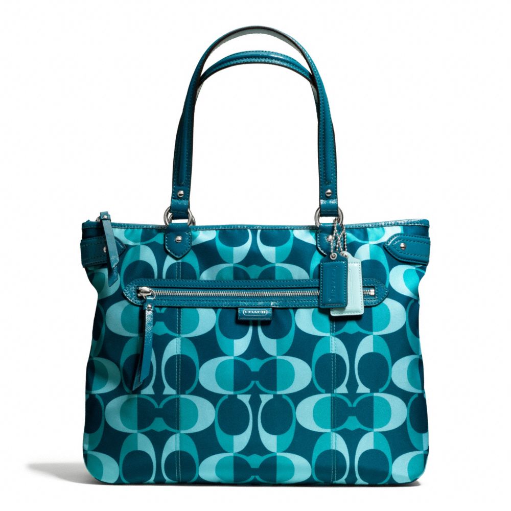 COACH DAISY DREAM C PRINT EMMA TOTE - SILVER/TEAL MULTI - F26021