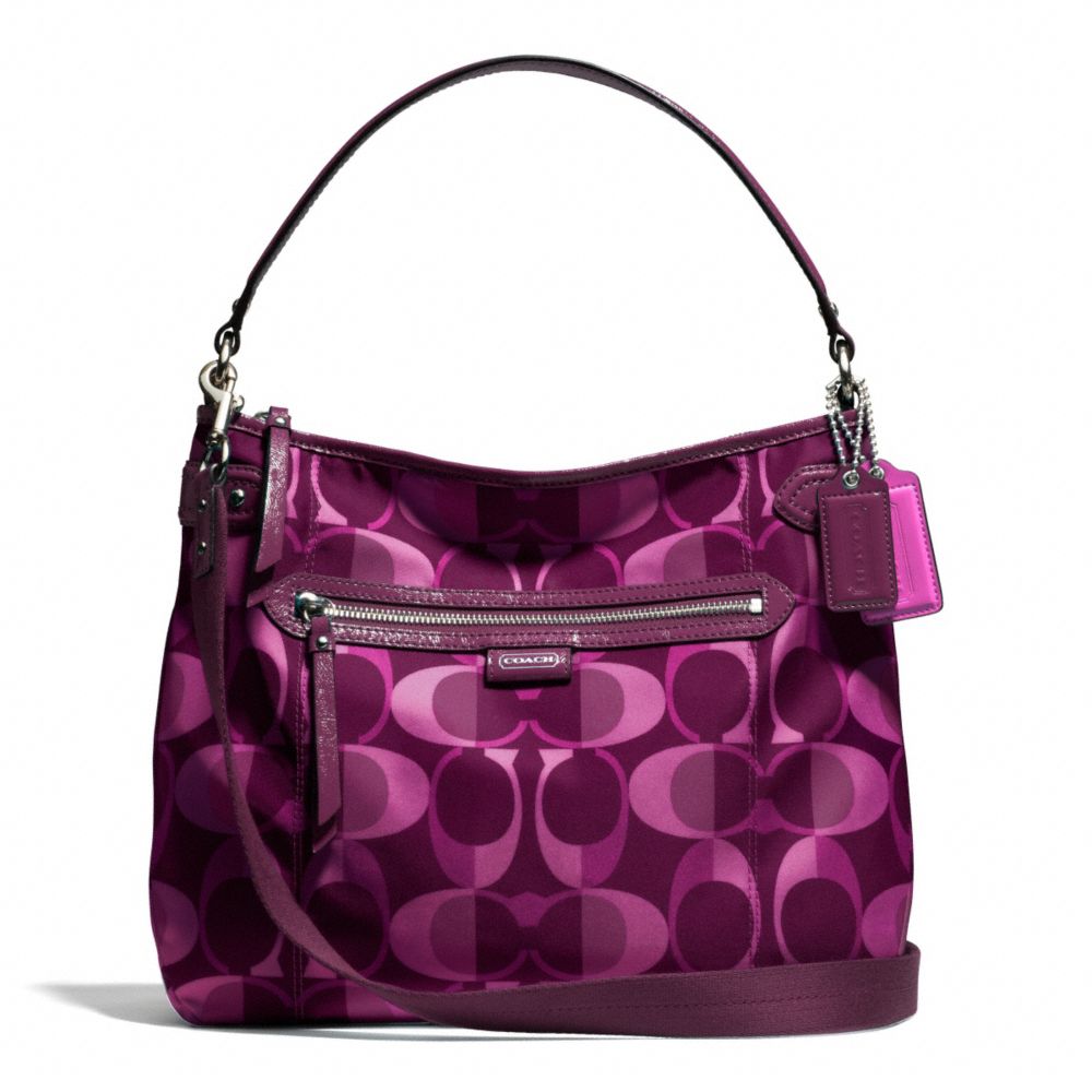 DAISY DREAM C PRINT CONVERTIBLE HOBO - COACH F26023 - SILVER/BERRY MULTICOLOR