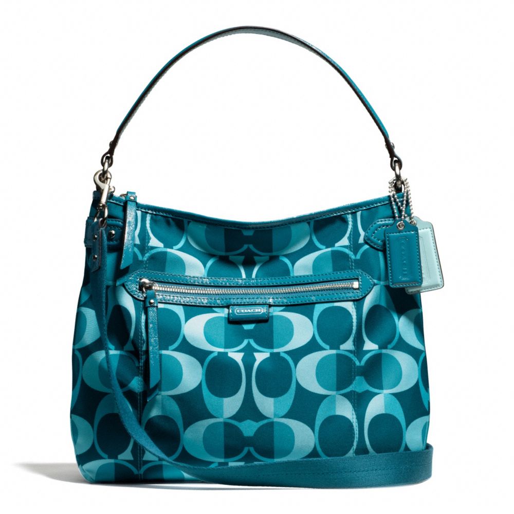 COACH DAISY DREAM C PRINT CONVERTIBLE HOBO - SILVER/TEAL MULTI - F26023