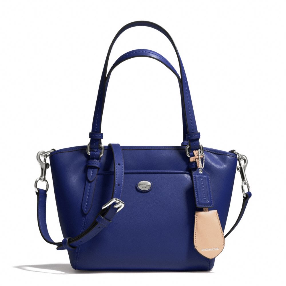 COACH PEYTON LEATHER MINI POCKET TOTE - SILVER/NAVY - F26029