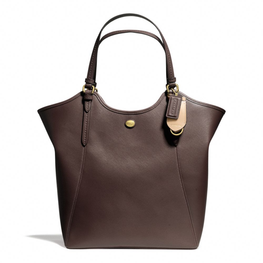 PEYTON LEATHER TOTE - COACH f26103 - BRASS/MAHOGANY