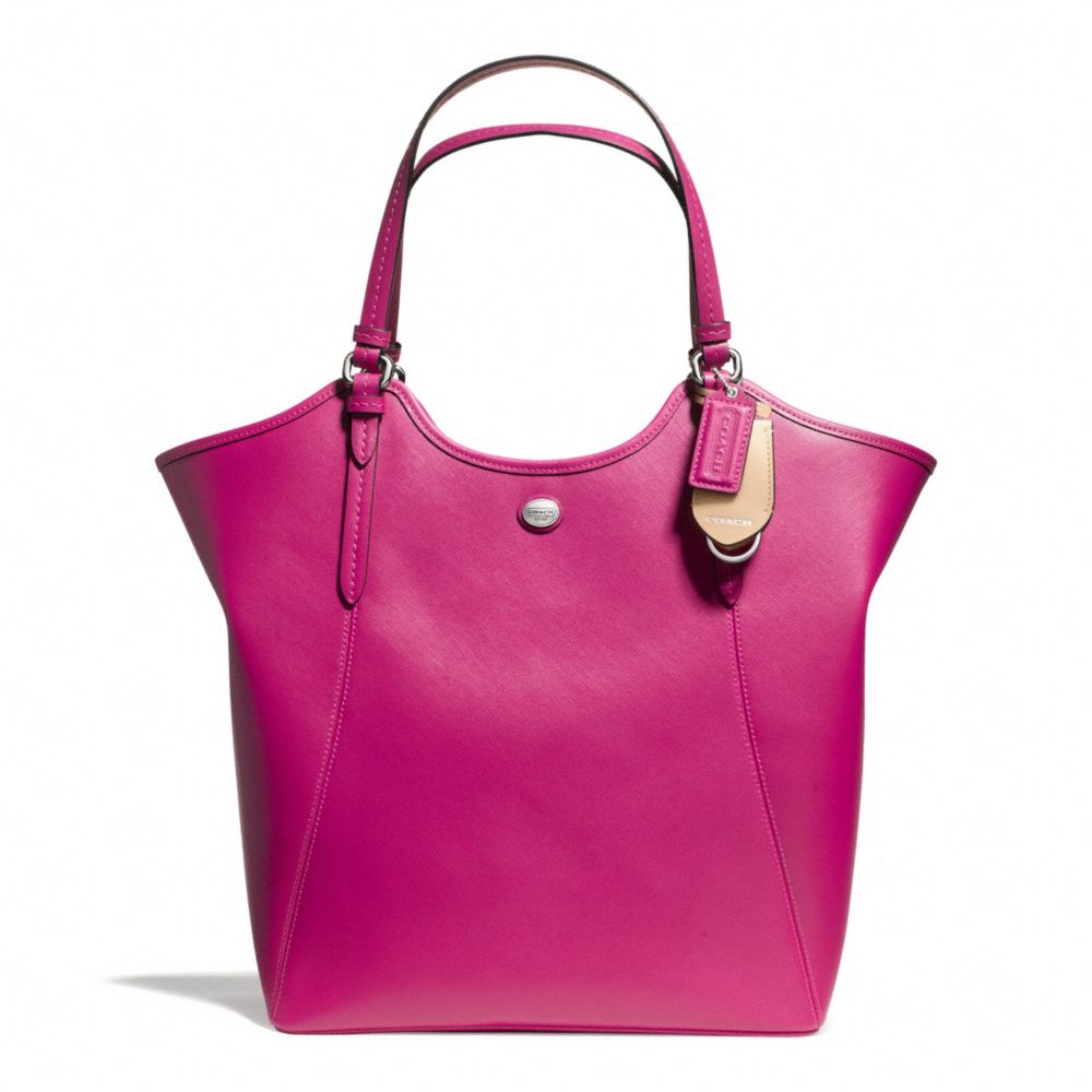 PEYTON LEATHER TOTE - COACH f26103 - SILVER/BRIGHT MAGENTA