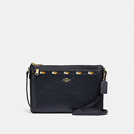 COACH EAST/WEST CROSSBODY WITH POP-UP POUCH WITH CHECKER HEART PRINT - MIDNIGHT MULTI/LIGHT GOLD - f26149