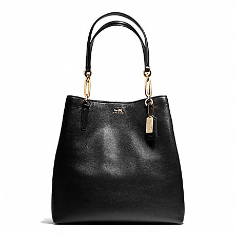 COACH MADISON LEATHER NORTH/SOUTH TOTE - LIGHT GOLD/BLACK - f26222
