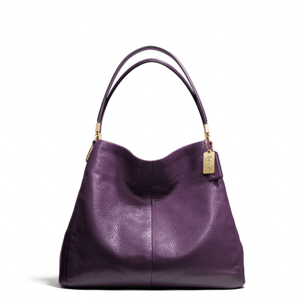 MADISON LEATHER SMALL PHOEBE SHOULDER BAG - COACH F26224 - LIGHT GOLD/BLACK VIOLET