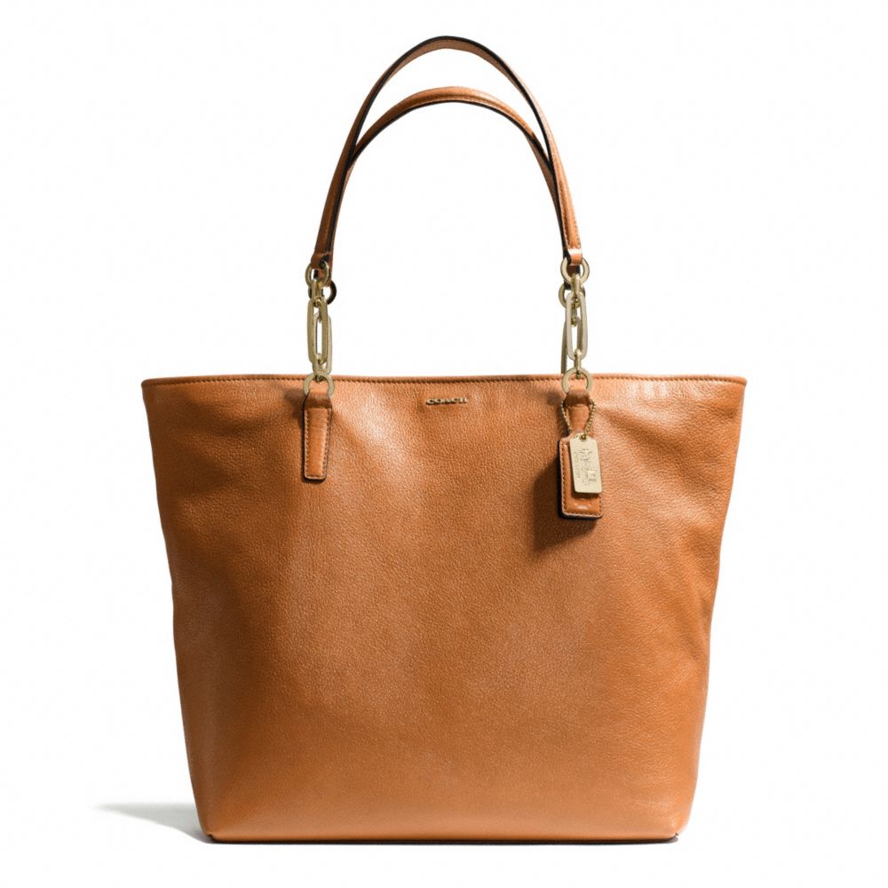 MADISON LEATHER NORTH/SOUTH TOTE - COACH f26225 - LIGHT GOLD/ORANGE SPICE
