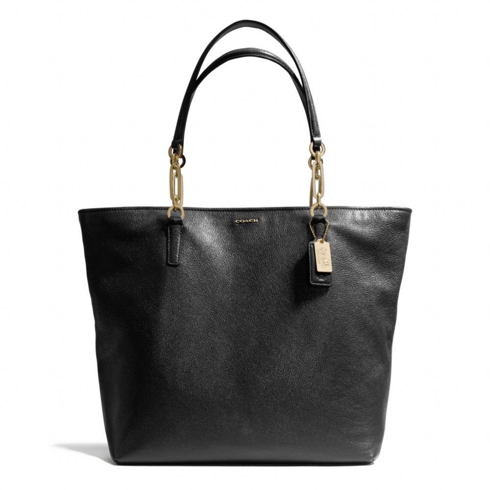 MADISON LEATHER NORTH/SOUTH TOTE - COACH F26225 - LIGHT GOLD/BLACK