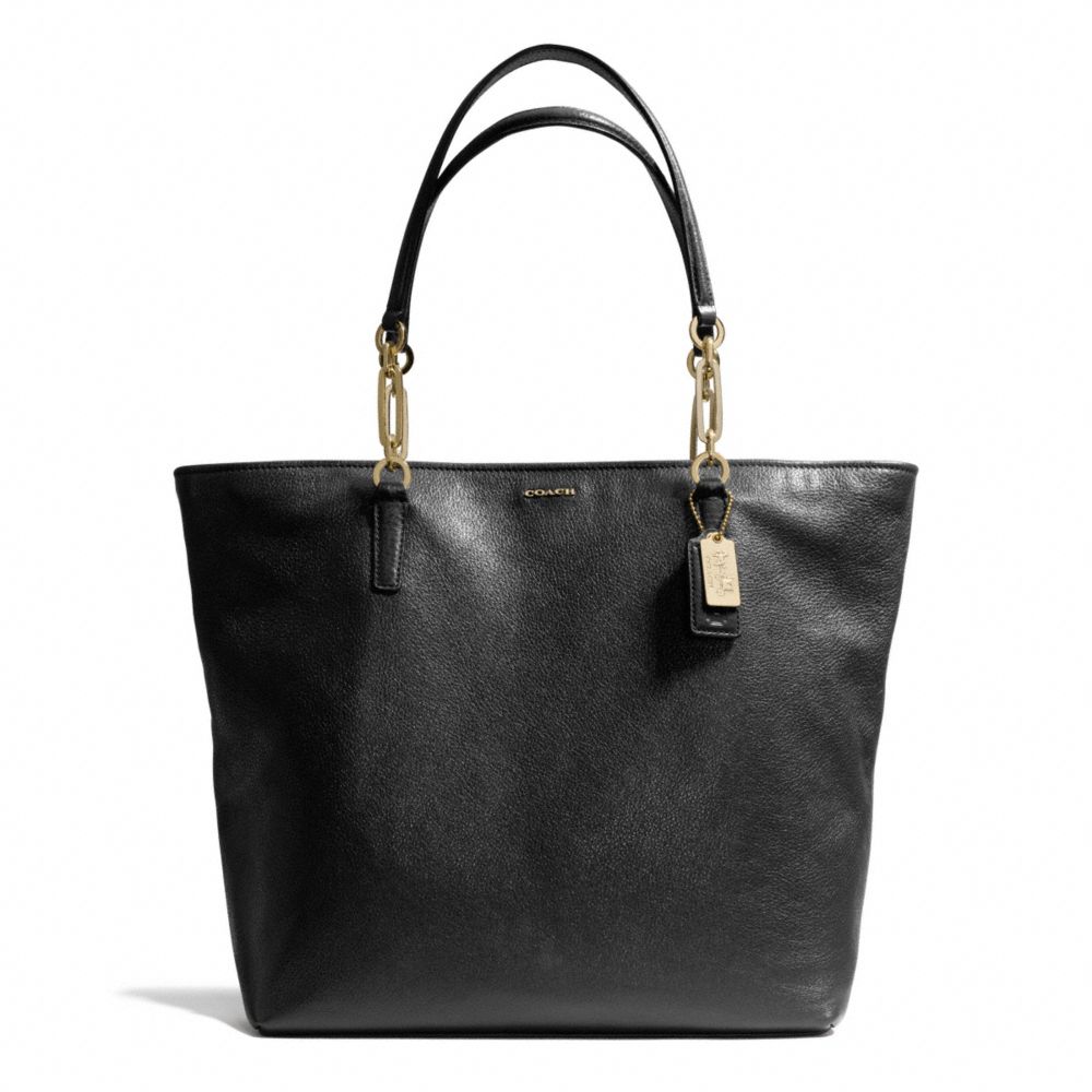 COACH MADISON LEATHER NORTH/SOUTH TOTE - LIGHT GOLD/BLACK - F26225