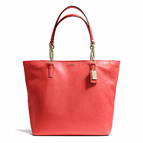 COACH MADISON LEATHER NORTH/SOUTH TOTE - LIGHT GOLD/LOVE RED - f26225