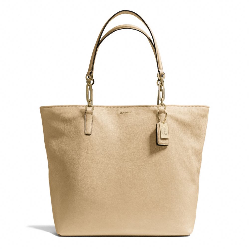 COACH MADISON LEATHER NORTH/SOUTH TOTE - LIGHT GOLD/TAN - F26225