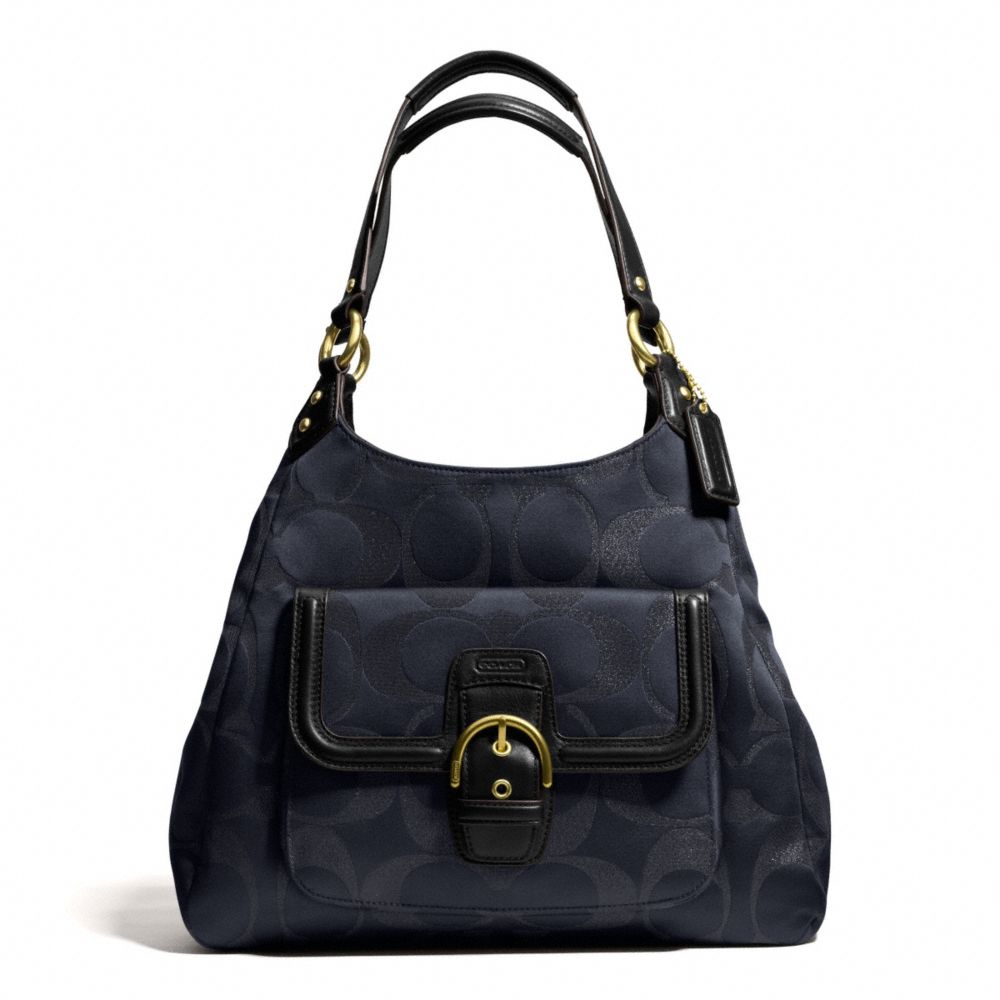 COACH CAMPBELL SIGNATURE METALLIC HOBO - BRASS/MIDNIGHT - F26245