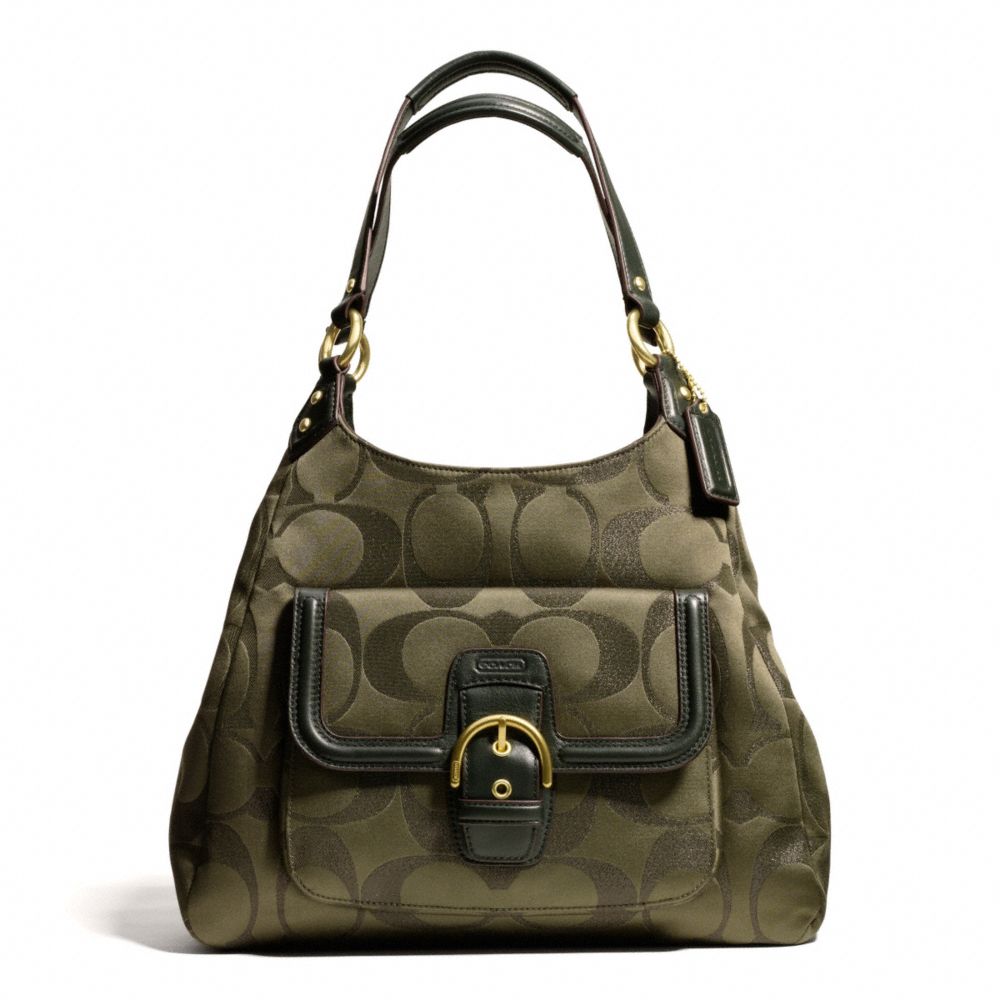 COACH CAMPBELL SIGNATURE METALLIC HOBO - BRASS/MOSS - F26245