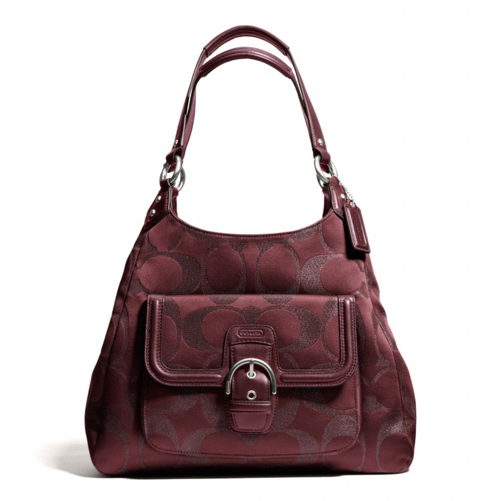 CAMPBELL SIGNATURE METALLIC HOBO - COACH f26245 - SILVER/BORDEAUX