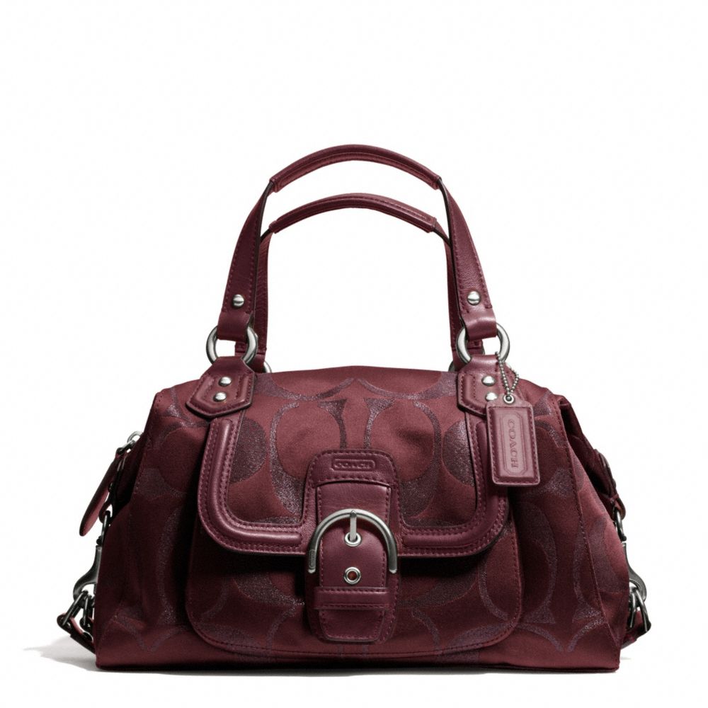 CAMPBELL SIGNATURE METALLIC SATCHEL - COACH f26247 - SILVER/BORDEAUX