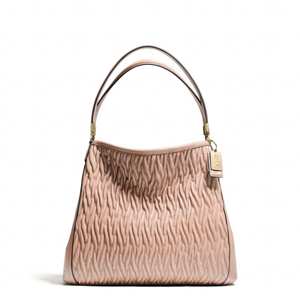 MADISON GATHERED TWIST SMALL PHOEBE SHOULDER BAG - COACH f26257 - LIGHT GOLD/PEACH ROSE