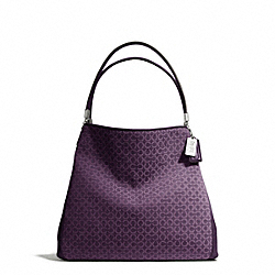 COACH MADISON NEEDLEPOINT OP ART SMALL PHOEBE SHOULDER BAG - SILVER/BLACK VIOLET - F26281