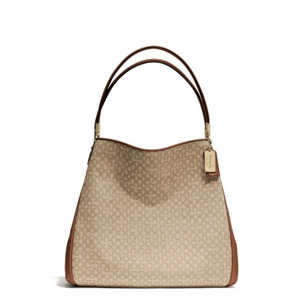 MADISON NEEDLEPOINT OP ART SMALL PHOEBE SHOULDER BAG - COACH f26282 - LIGHT GOLD/KHAKI/CHESTNUT