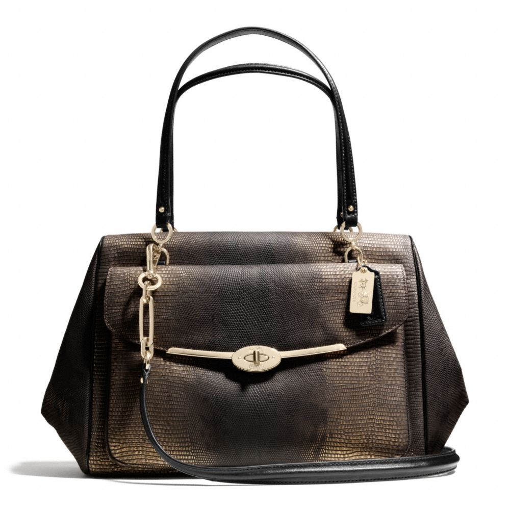 MADISON LARGE MADELINE EAST/WEST SATCHEL IN METALLIC SPOTTED LIZARD LEATHER - COACH f26333 - 29723