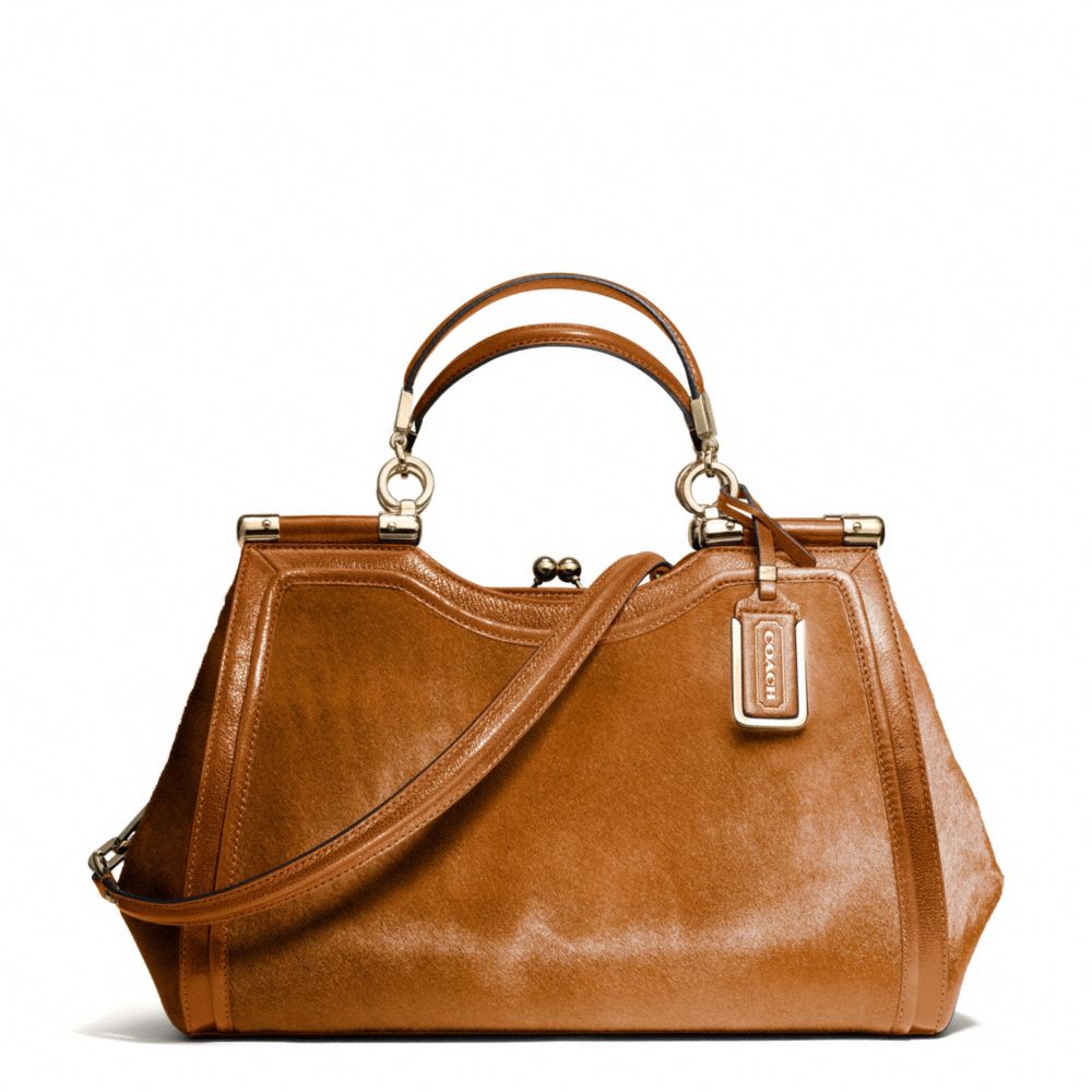 MADISON MIXED HAIRCALF CARRIE SATCHEL - COACH f26342 - LIGHT GOLD/ORANGE SPICE