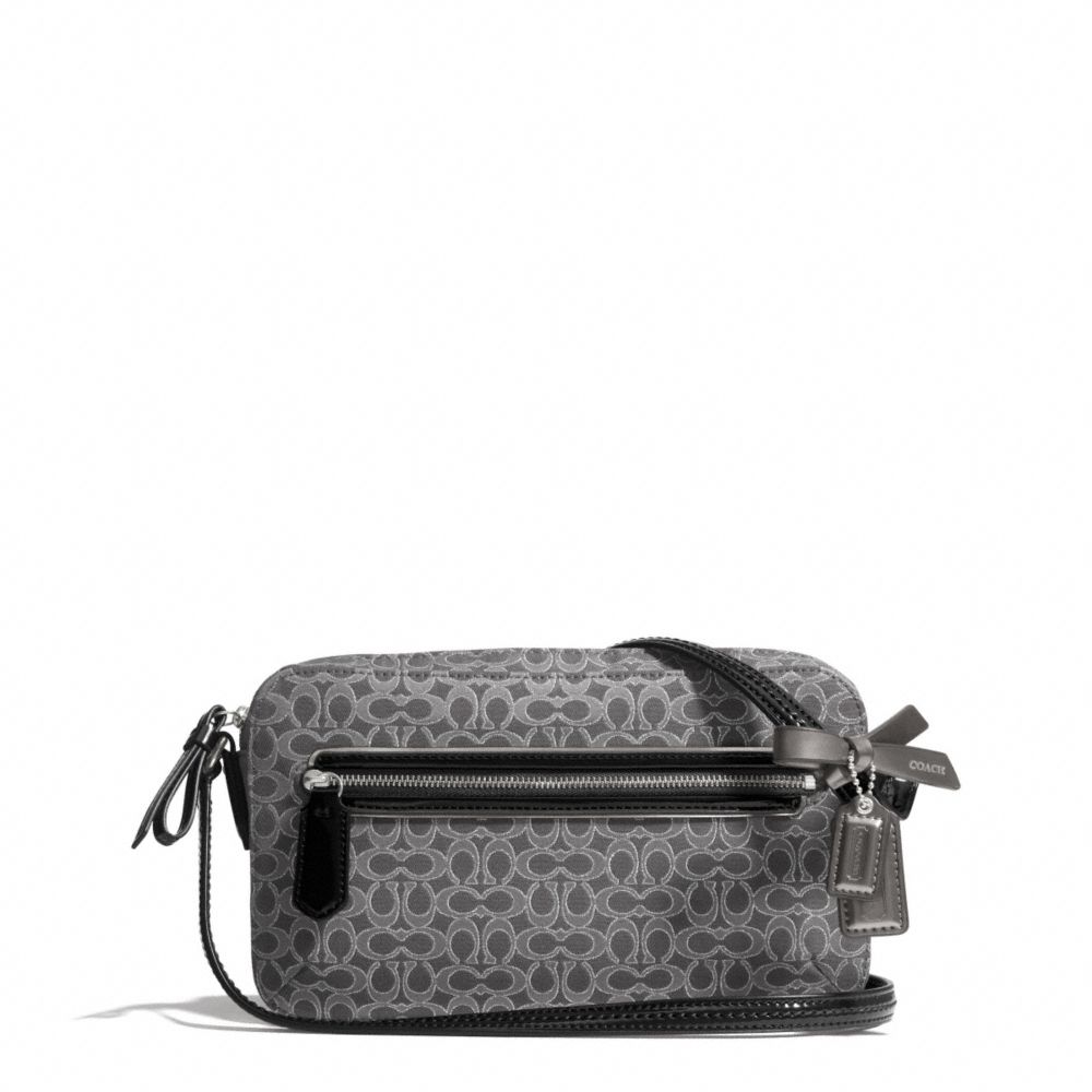 POPPY SIGNATURE C METALLIC OUTLINE FLIGHT BAG - COACH f26424 - SILVER/CHARCOAL/CHARCOAL