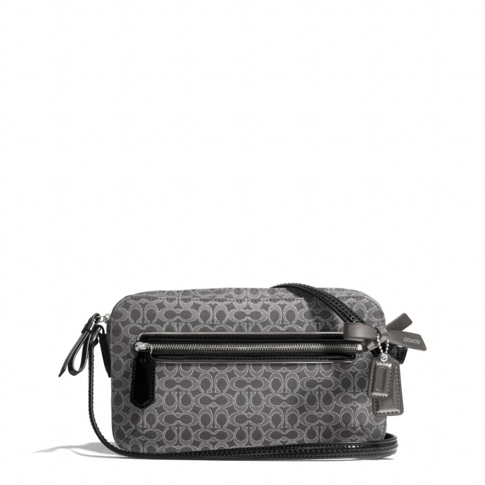 POPPY SIGNATURE C METALLIC OUTLINE FLIGHT BAG - COACH F26424 - SILVER/CHARCOAL/CHARCOAL