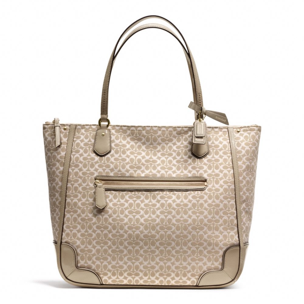 COACH POPPY SIGNATURE C METALLIC OUTLINE TOTE - BRASS/KHAKI/KHAKI - F26427