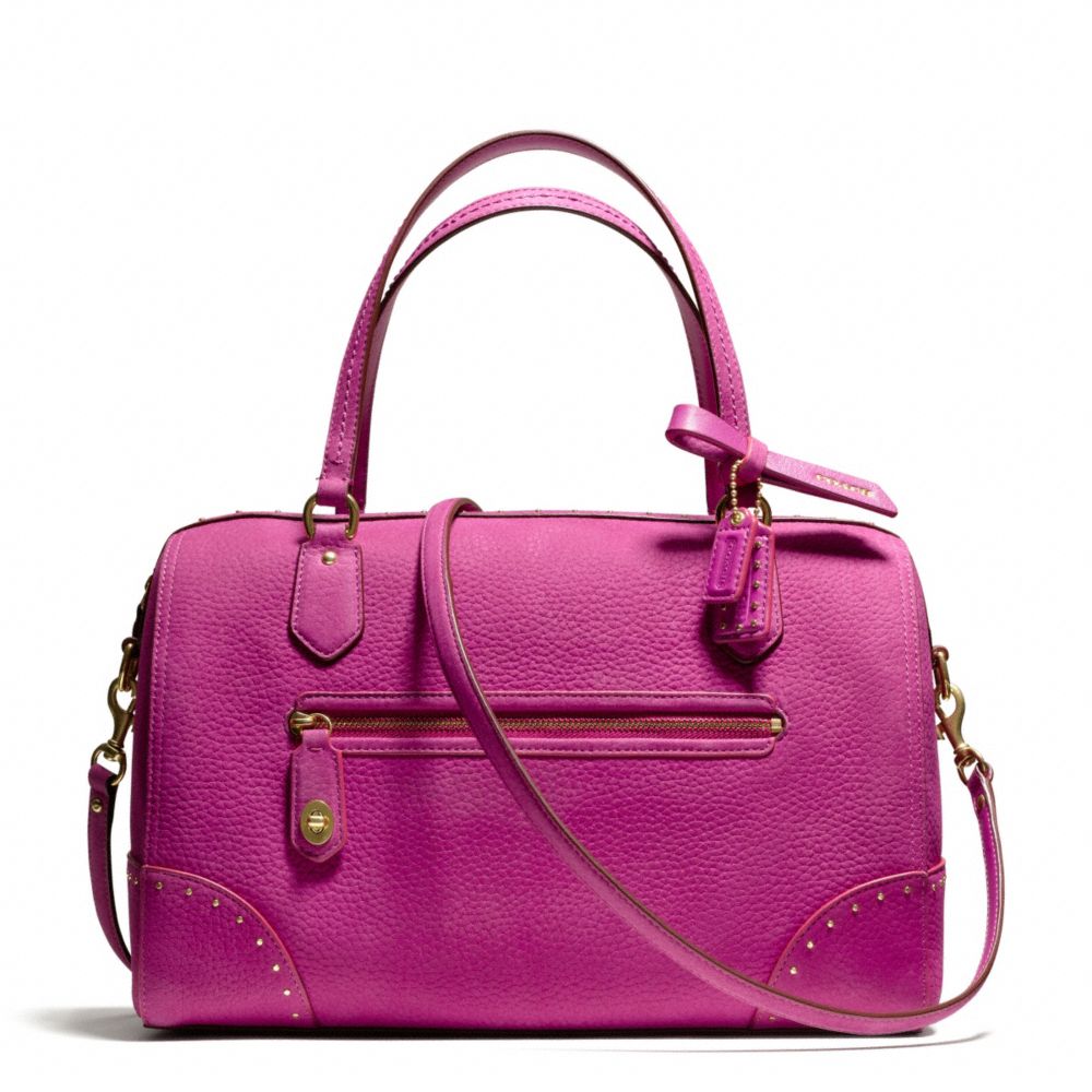 POPPY EAST/WEST SATCHEL IN STUDDED LEATHER - COACH f26434 - BRASS/BRIGHT MAGENTA