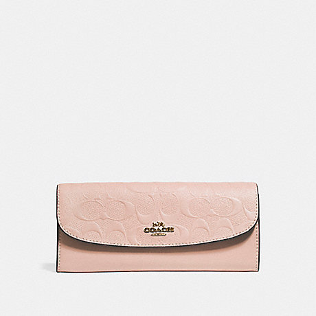 COACH SOFT WALLET IN SIGNATURE LEATHER - NUDE PINK/LIGHT GOLD - f26460