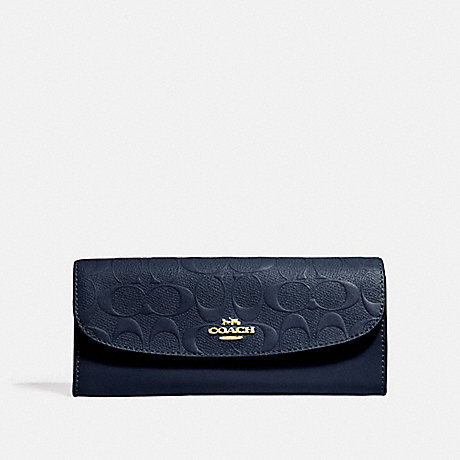 COACH SOFT WALLET IN SIGNATURE LEATHER - MIDNIGHT/LIGHT GOLD - f26460