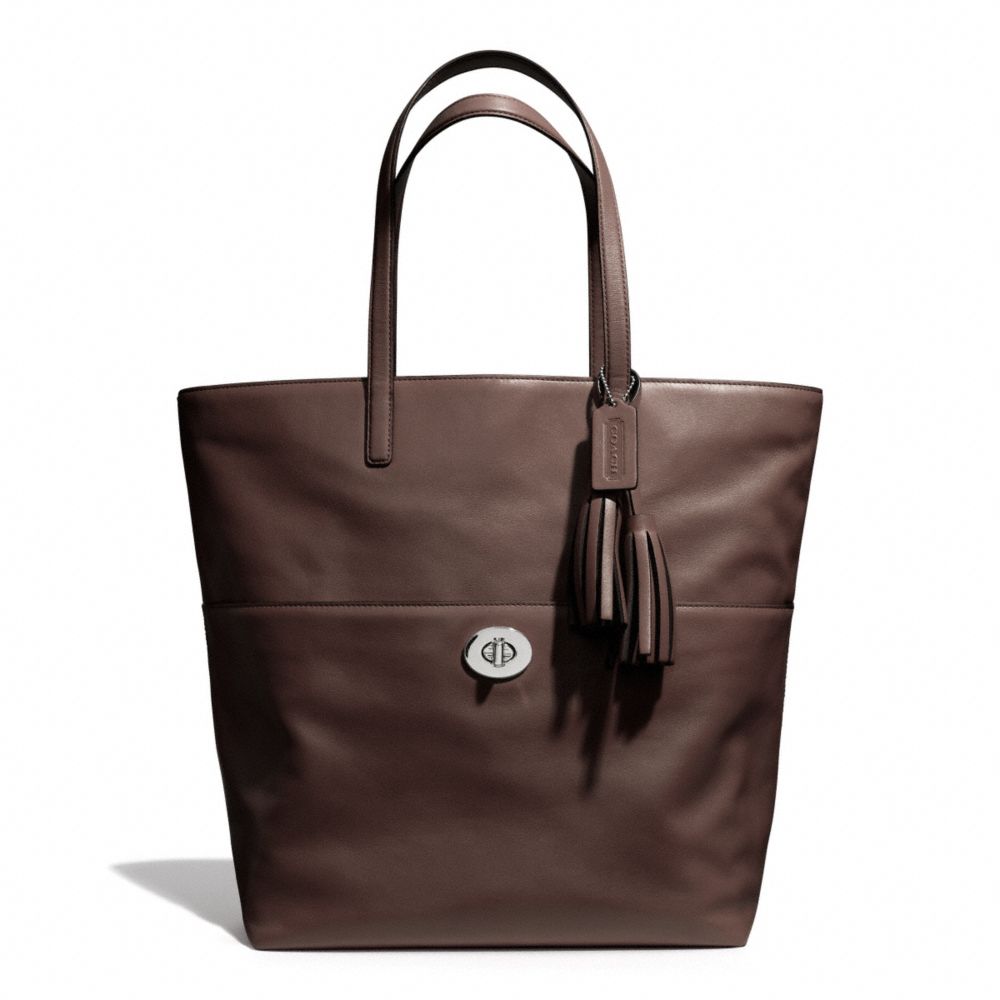 TURNLOCK TOTE IN LEATHER - COACH f26461 - SILVER/MIDNIGHT OAK